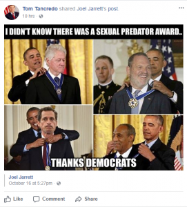 Tancredo fake photo of Obama honoring Cosby weinstien 2017-10-20-09-31-39-529