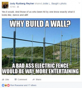 Reyher Facebook Post on Electric Fence