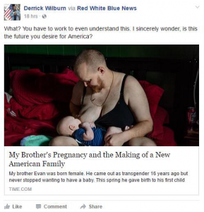Wilburn's Facebook Comment on Transgender Man