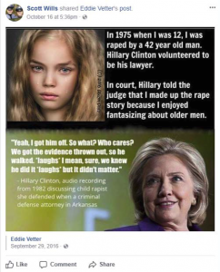 wills fake news about Hillary defending rapist
